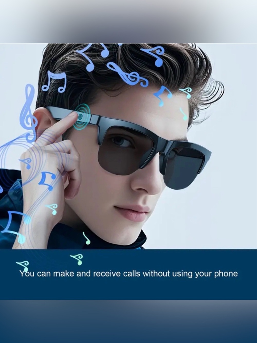 T436 UPGRADED Smart Glasses Microphone, Headphones, AI Translation, Touch